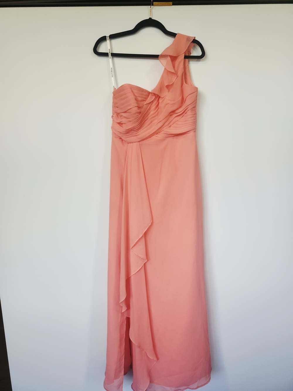 David's Bridal One-Shoulder Coral Pink Evening Dress Size 10